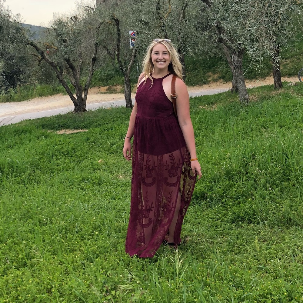 Honey Belle maxi dress with attached shorts under